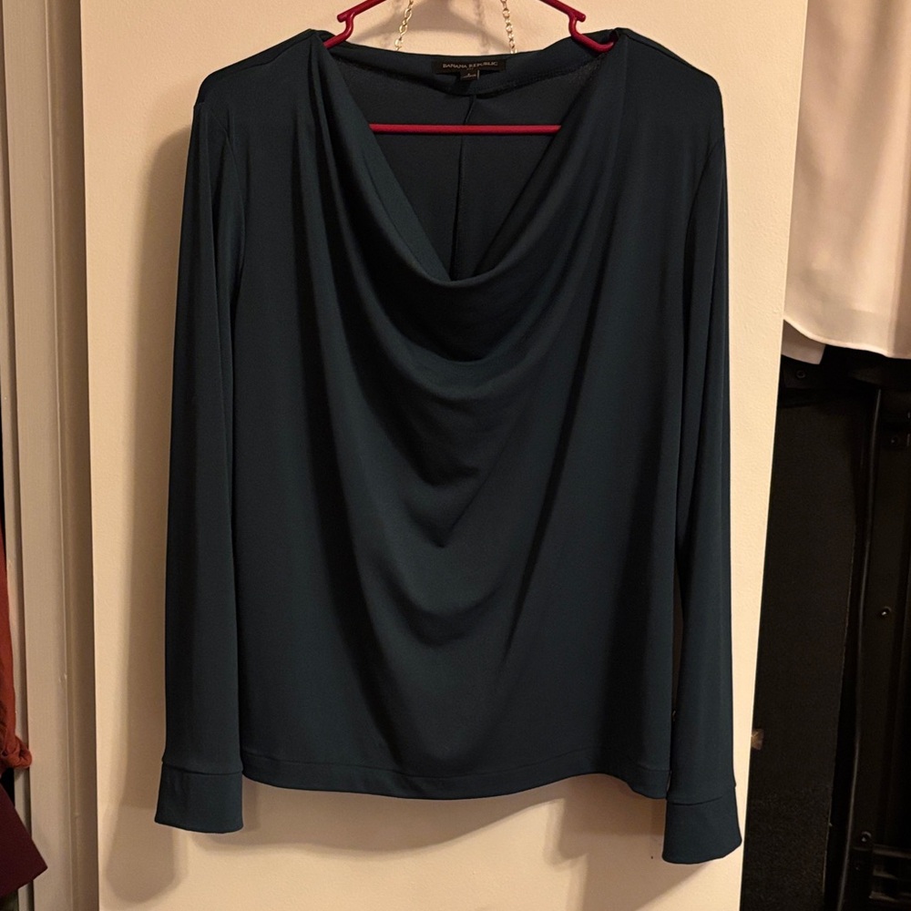 Banana Republic Forest Green Long Sleeve Blouse L